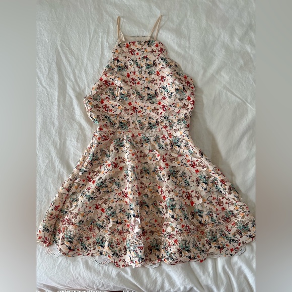 TULAROSA Rainbow Lace Apron Fit & Flare Dress - Picture 5 of 5